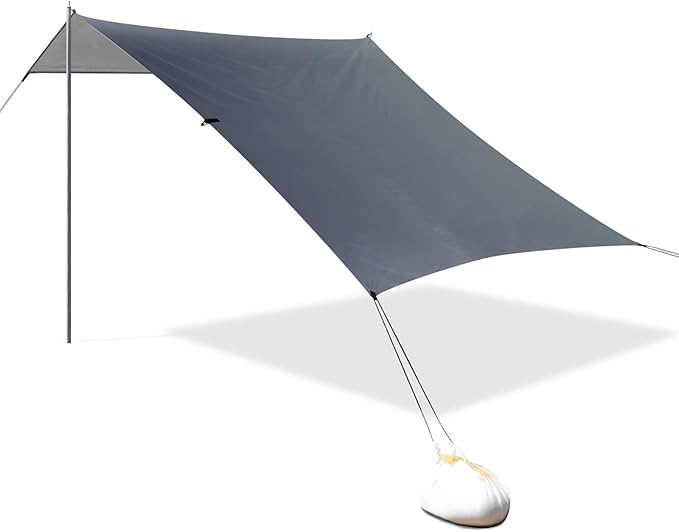 Blue Grey Gradient Beach Tent &amp Canopy UPF50 Lightweight Large Portable Sun Shelter Includes Sand Shovel Sandbags Stability Poles for Camping Picnics Backyard &amp Fishing