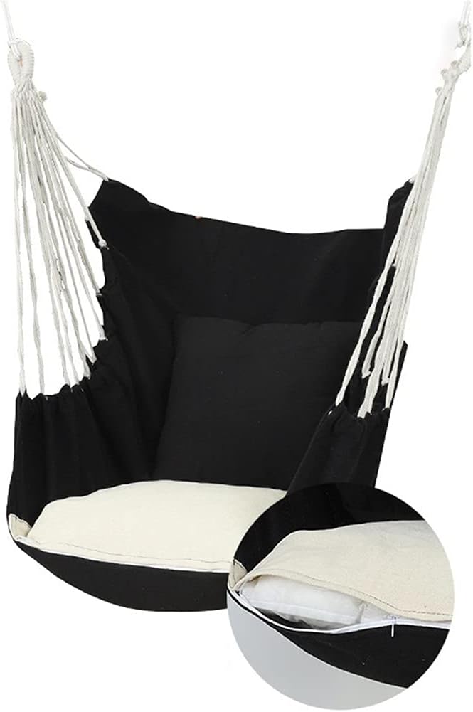 Portable Hammock Portable Camping Hammock Outdoor Hammocks Chair with 2 Tree Straps for Beach Garden Backyard for Backpacking Beach (Color : Black)