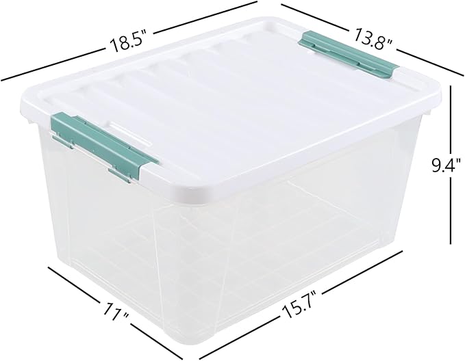 35 Quarts Latching Box Clear Storage Bins with Lids Large Plastic Containers for Storage Set of 6