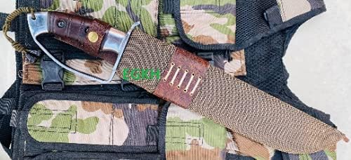 14 Custom D-Guard Hunting Predator Full Tang Knife - Hand Forged from 5160 Carbon Steel - Rosewood Handle - Ready to Use