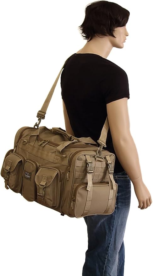 Mens Large 22 Inch Tan Duffel Duffle Military Molle Tactical Gear Shoulder Strap Travel Bag