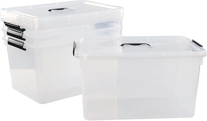 18 Quart Clear Plastic Storage Boxes 4-pack Storage Totes Containers with Lids