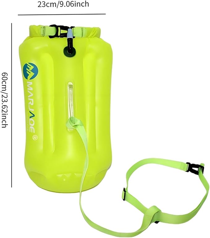 Swim Buoy 20L Sturdy Portable Roll Top PVC Waterproof Storage Bag for Rafting Canoeing Surfing Beach Hiking Yellow