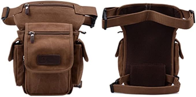 Motorcycle leg bag Drop Leg Bag Men Canvas Waist Drop Leg Bag Messenger Shoulder Fanny Pack Cross Body Thigh Hip Bum Belt for Travel Motorcycle Riding(Coffee)