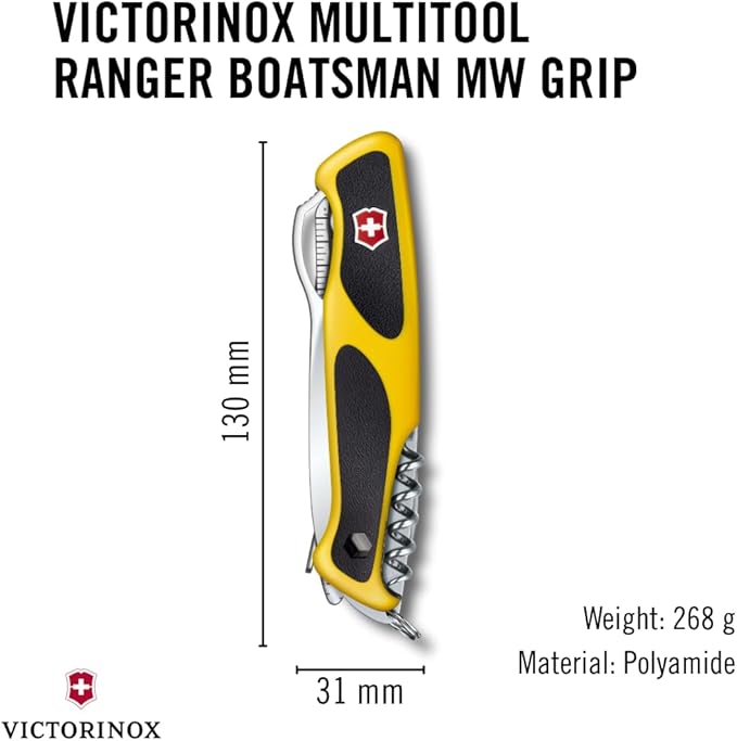 Victorinox Ranger Boatsman MW Grip 22 Function and 2 Component Grip Swiss Army Pocket Knife Yellow/Black