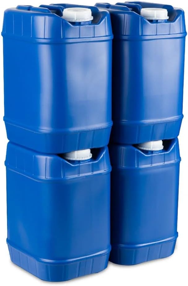 5-Gallon Stackable Water Storage Containers Emergency Water Storage for Camping and Disaster Preparedness 20 Gallons