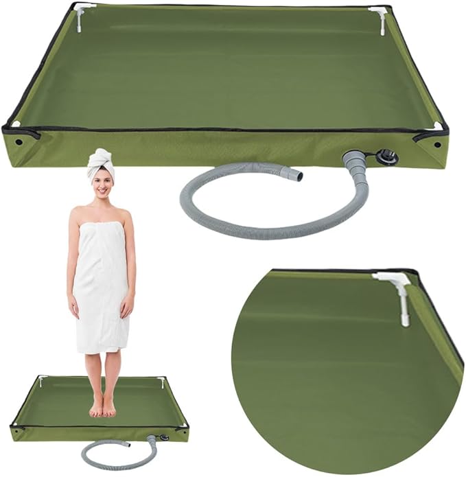 Foldable Shower Base with Drain Hose Camping Shower Base Outdoor Tent Shower Tray for RV Outdoor Camping Shower Beach Pet Bath