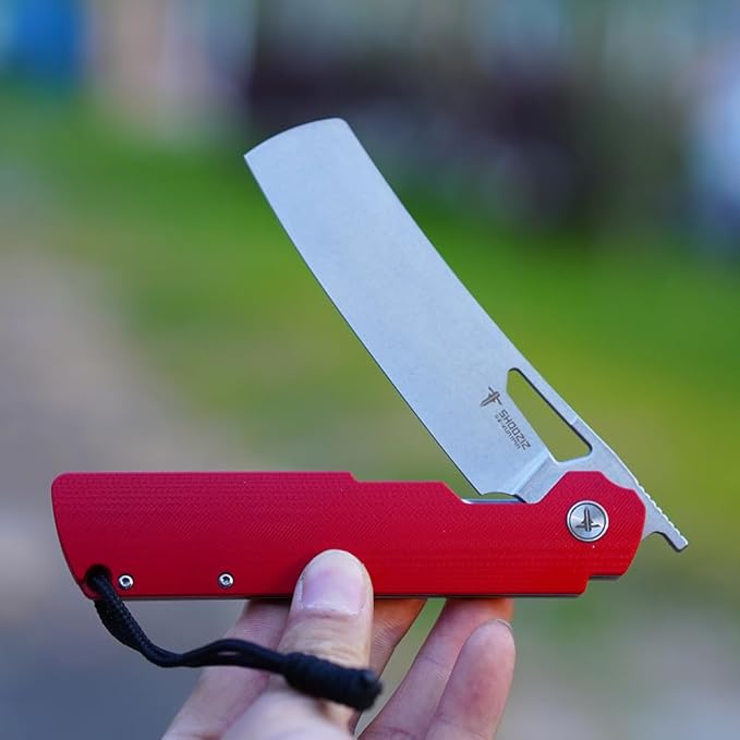 EDC Folding Knife Camping Chef Knife for Man G10 Handle with Pocket Clip. 4.01 Pocket Knife for Outdoor Cooking Fishing &amp Hiking.59-60 HRC D2 Steel Stonewash Blade. XUN119A-RGSt