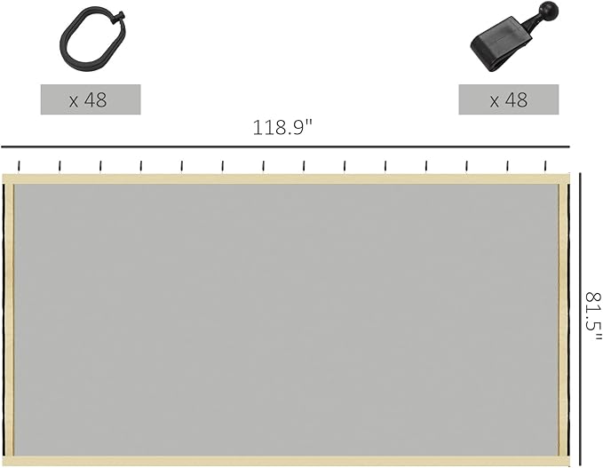 Outsunny 10' x 10' Universal Replacement Mesh Sidewall Netting for Patio Gazebos and Canopy Tents with Zippers Sidewall Only Beige