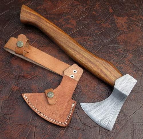 Axe Damascus Steel 13 Rose Wood Handle Axe/Hand Forged Woodsman Axe