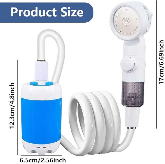 Portable Camping Shower Outdoor Camp Shower PumpUpgrade Rechargeable Electric Shower Pump with Intelligent Digital Display Multiple Spray Modes for Camping Hiking Traveling