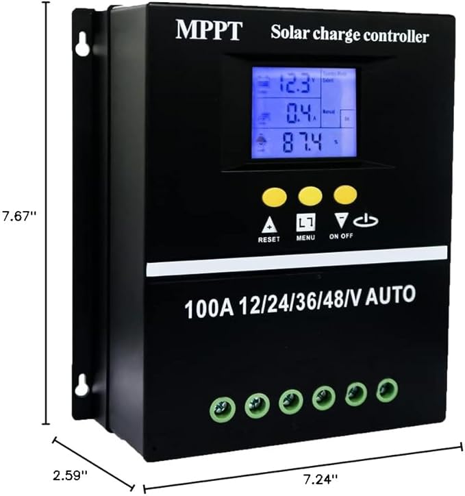 100A MPPT Solar Charge Controller 12V 24V 36V 48V LCD Display Battery Intelligent Regulator Max 100V Input Dual USB for Lead-Acid/Lithium