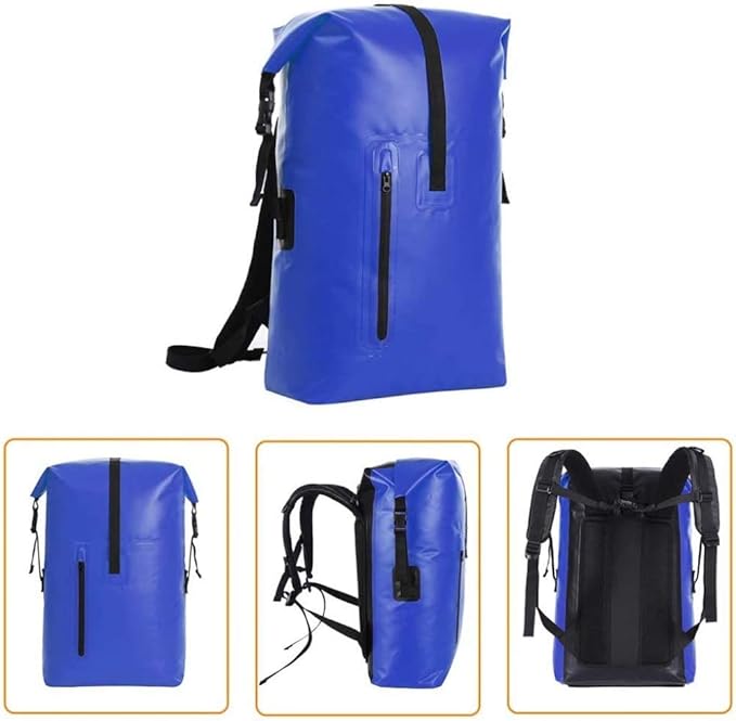 qiuqiu Waterproof Dry Bags Backpack 40L Heavy Duty Roll-Top Closure Travel Backpack for Boating Beach Kayaking Skiing Fishing Camping Swimming