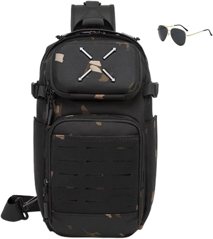 Military Tactical Sling BackpackDurable Crossbody Shoulder Bag for MenOutdoor Hiking Travel &amp Everyday Carry (camouflage)