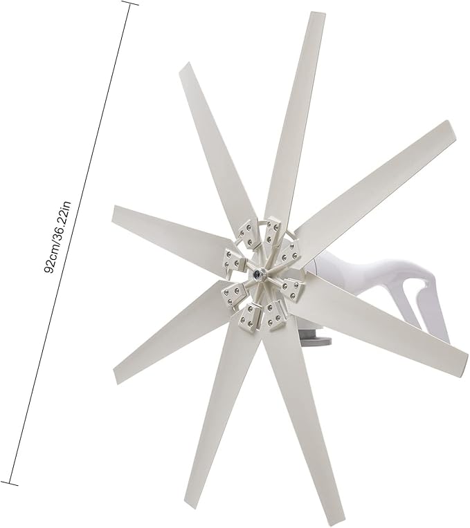 Wind Turbine Generator 600W Charge Controller Wind Generator Kit 12V Wind Turbine Machine 8 Blade Wind Power Generator Wind Power Tool for Boats Homes RVs Cabins Hybrid Solar Wind System