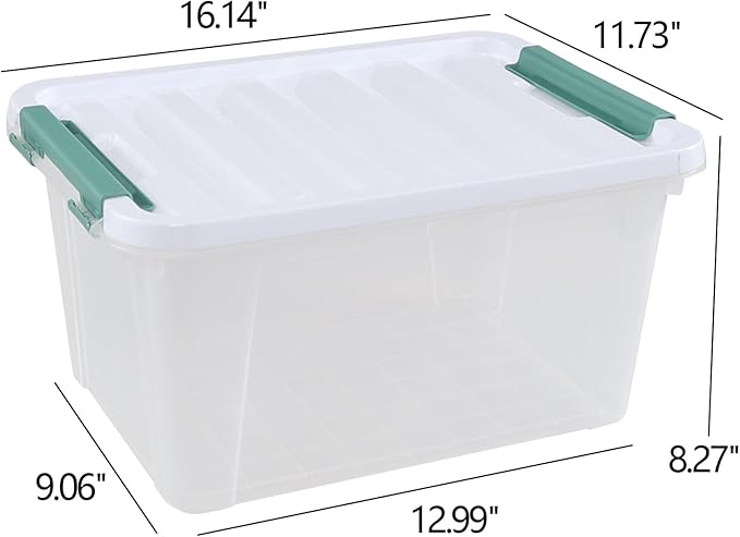 6-Pack 20 L Plastic Storage Box Clear Latch Storage Box with Lids