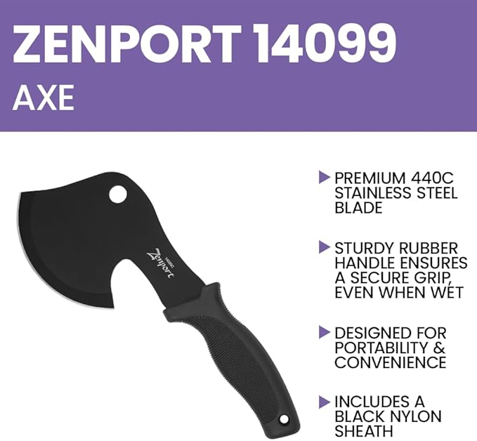 Zenport 14099 Camp Axe w/Sheath 4 Inch Stainless Steel Blade Silver - 3 Pack