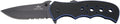 THIRD Assisted Folding Knife K1905BLS G10 Handle Bicolour Black and Blue 8Cr14MoV Stainless Steel Blade 9.8 cm Black Finish with Saw Blade and Bottle Opener Sheath. Presentation Box.