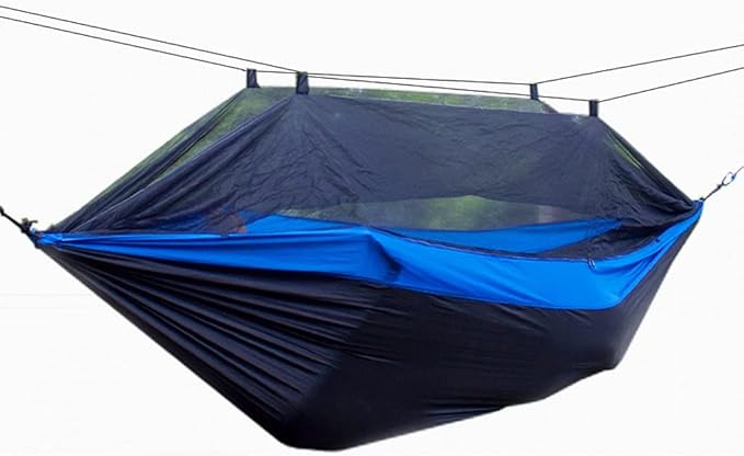 Portable Hammock Hammock Double Single Portable Hammock Lightweight Nylon Parachute Hammocks Camping Accessories Gear for Backpacking Beach (Color : Blue Size : Twin)