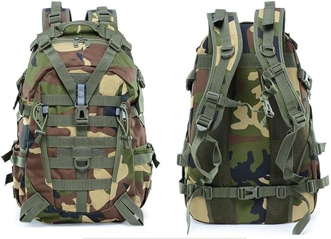 Tactical Backpack 25L Waterproof Molle Bag Out Bag for Men Women Hiking Daypacks Fishing Camping Motorcycle (Jungle camouflage)