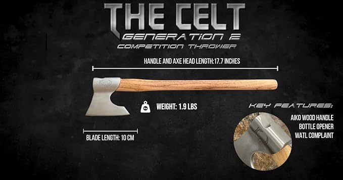 Celtic Axe. Competition Throwing Hatchet with Bottle Opener.