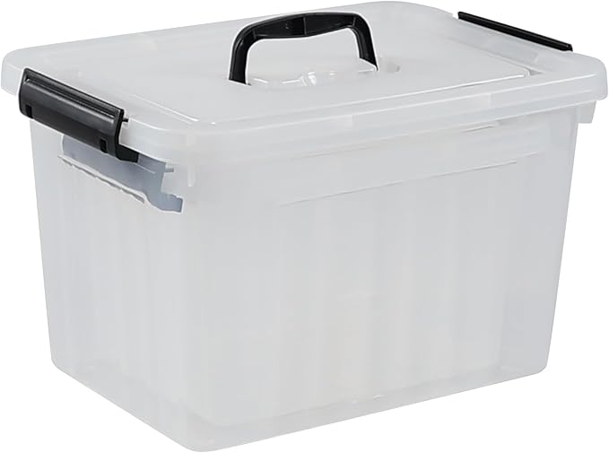 12 Quart &amp 6 Quart Clear Plastic Storage Bins Latching Storage Box Bin with Handle 2 Packs F
