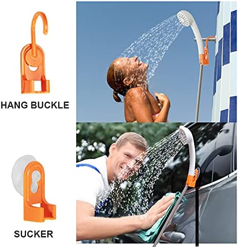 Portable Outdoor Shower 2 Flow Mode 4400mAh Battery Powered Shower Pump for Hiking/Backpacking Travel Beach Pet Flowering IPX7 Waterproof &ampUSB Rechargeable Camping Shower with 3 LED Lights…