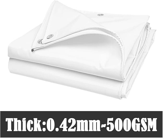 Thicken White Heavy-Duty Coated Banner Waterproof PVC Canvas Outdoor Camping Tent Canopy Pergola Sun Shelter Shed Awning(Thick 0.42mm2x1.5m)