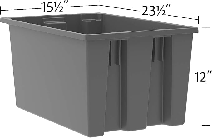 Akro-Mils 35240 Nest and Stack Plastic Storage Container and Distribution Tote (23-1/2-Inch L x 15-1/2-Inch W x 12-Inch H) Gray (3-Pack)