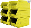 Plastic Storage Bins Hanging Stackable Storage Organizer Bin for Warehouses Workshops 7-Inch x 4-Inch x 3-Inch (Yellow 6-Pack)