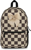 Plaid Bow Backpack/Plaid Bookbag/Cream Plaid Travel Bag/Back to School Bag