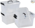 4-pack 10.5 Quarts Clear Boxes with Handles Plastic Storage Bin with Lid