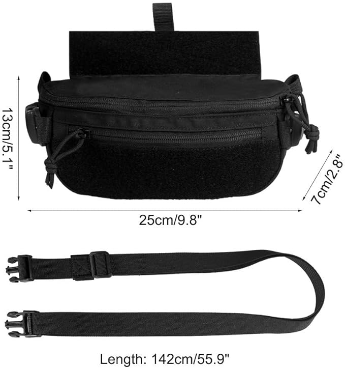 Tactical Drop Dangler Pouch Abdominal Carrying Pouch with Hook and Loop Panel Utility Tool Dangler Organizer Pouch for Chest Rig Vest