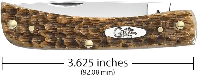 Case XX WR Pocket Knife Sod Buster Jr Amber Bone Handle Stainless Steel Blades Length Closed: 3 5/8 Inches W/Sharpening Stone