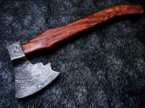 Handemade Damascus Steel Viking Bearded Camping Hatchet Tomahawk Axe
