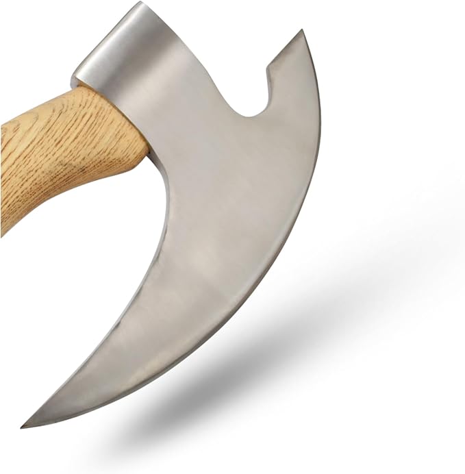 Handmade Ulu Kitchen Mini-Axe Knife Rose Wood Handle Comes with Leather Sheath (6009-P)