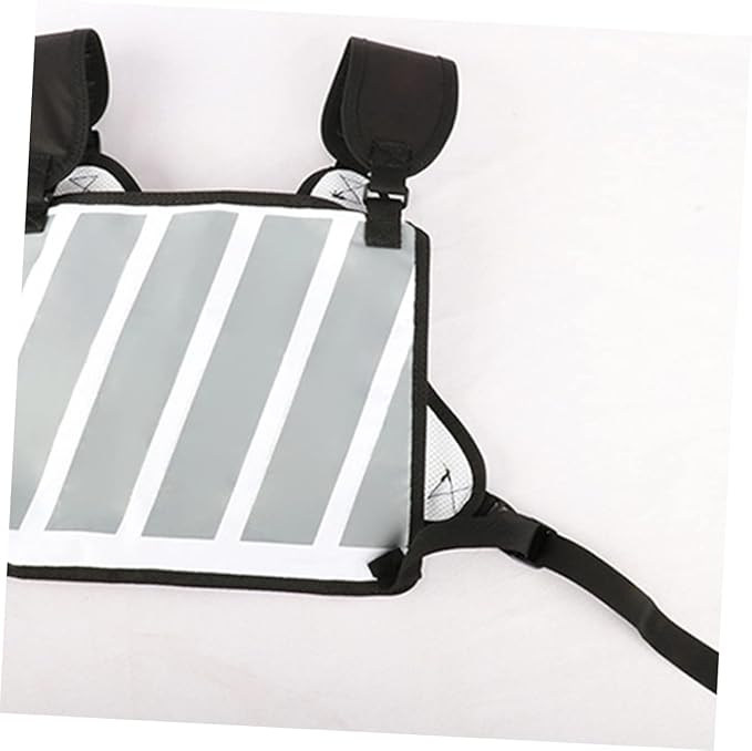 VALICLUD Outdoor Chest Rig Pack Unisex Multi-function Hiking and Running Bag for Mobile Phone Storage Reflective Strips White