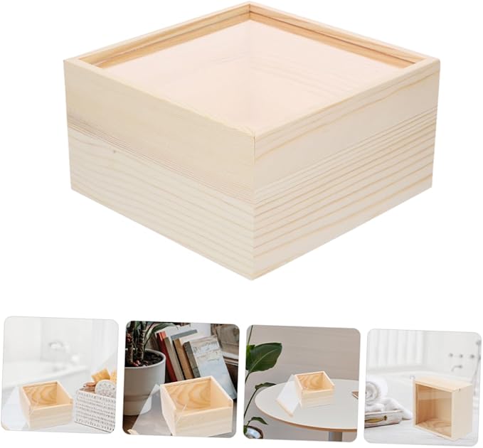 2pcs Wooden Acrylic Storage Boxes Sliding Lids for Jewelry Cosmetics Compact