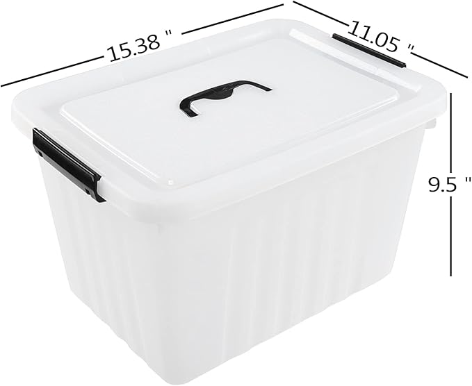 4-Pack 25 Quart Storage Boxes Plastic Storage Latch Bin with Handle Clear