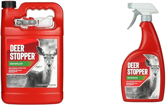 Deer Stopper All Natural Deer Moose &amp Elk Repellent Bundle - 1 Gallon &amp 32 oz Triggers
