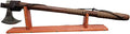 Two Handed Stainless Steel Bearded Viking Axe Solid Hardwood Haft Hatchet (Table Stand Sold Separate)