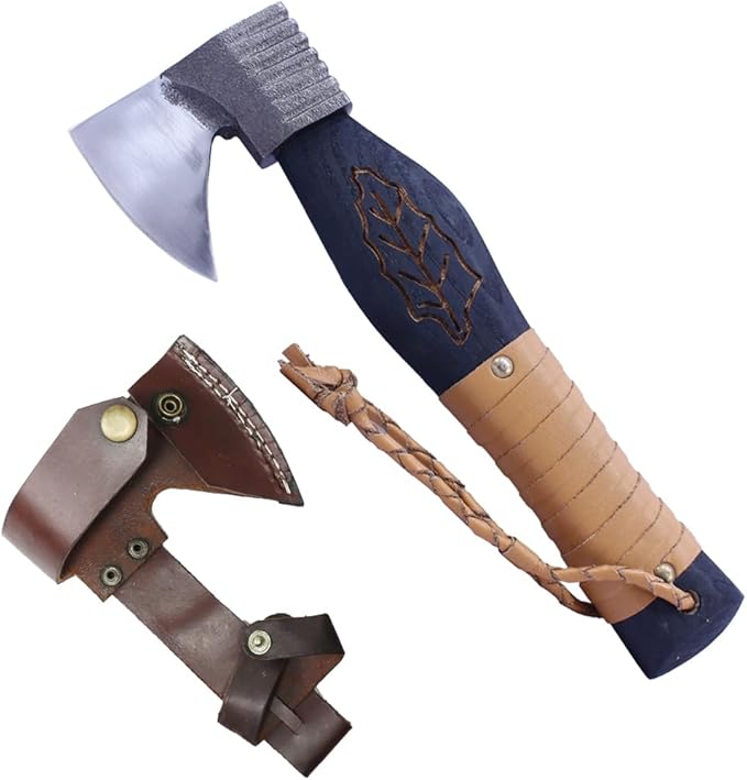 TheBoneEdge 11 Hunting Axe Black Wood Handle Hand Forged Blade with Sheath