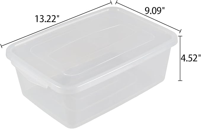 4 Pack Clear 6.2L Plastic Storage Bin Dough Proofing Food Safe Storage Container Box with Lids BPA Free