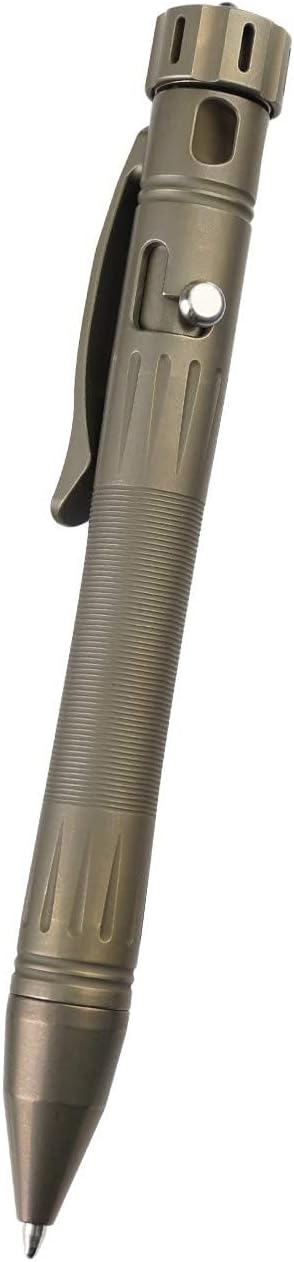 MecArmy TPX12 Mini Titanium Bolt Action Tactical Pen with Replaceable Refill EDC Tactical Pen with Stress-Relief Spinner Tail for Office Outdoor Lightweight for Daily Carry (Titanium Bronze)