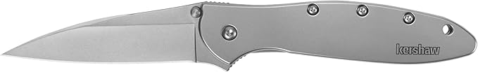 Kershaw Leek BlackWash Pocket Knife (1660BLKW) 3 Sandvik 14C28N Steel Blade 410 Stainless Steel Handle BlackWash Finish SpeedSafe Assisted Open Frame and Tip Locks Reversible Pocketclip 3 OZ