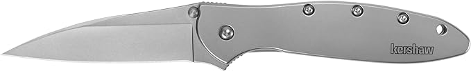 Kershaw Leek BlackWash Pocket Knife (1660BLKW) 3 Sandvik 14C28N Steel Blade 410 Stainless Steel Handle BlackWash Finish SpeedSafe Assisted Open Frame and Tip Locks Reversible Pocketclip 3 OZ