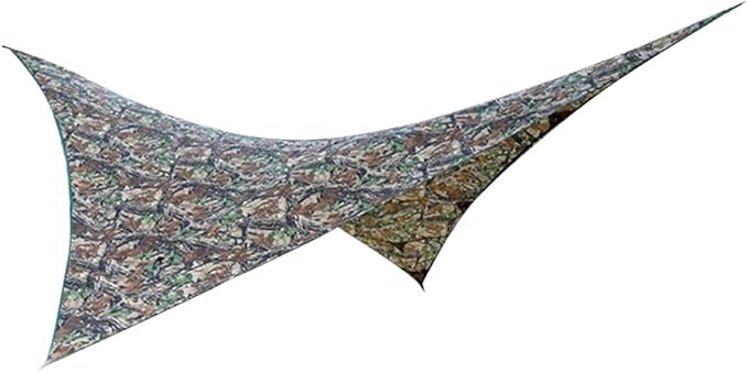 Portable Outdoor Hammock Tent Tarp Shelter Waterproof and Sunscreen Reinforced Nylon Webbing Lightweight and Easy to Carry 275x275cm for Camping Traveling and Fishing (Dead Leaf Camouflage)