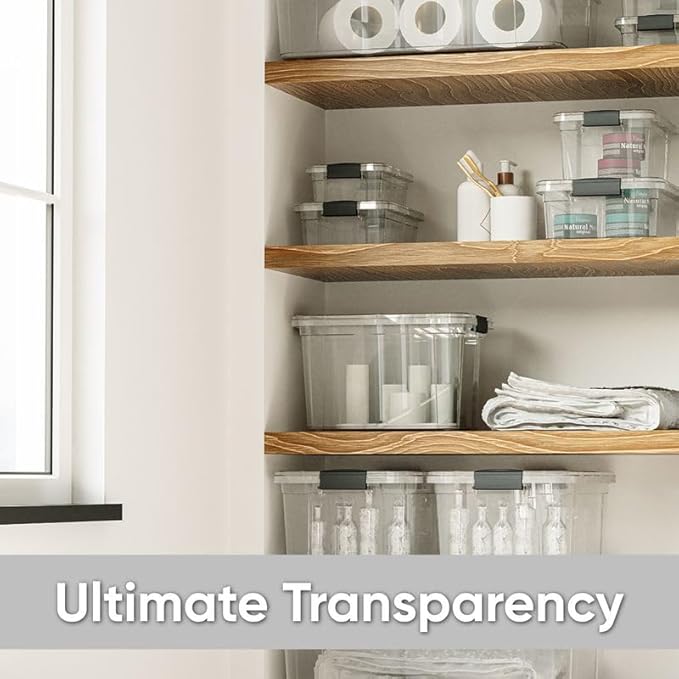 Superio Clear Storage Boxes with Lid 3 Pack Plastic Container Bins for Organizing Stackable Crates BPA Free Non Toxic Odor Free Organizers for Home Office School and Dorm (22.7 36 and 49 Qt)