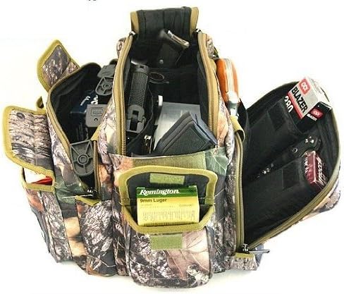 Explorer ® 8 Pistol Tactical Range Go Bag Assault Gear Hiking EDC Camera Bag MOLLE Modular Deployment Compact Utility Military Surplus Gear (Mossy Oak Khaki Trim)