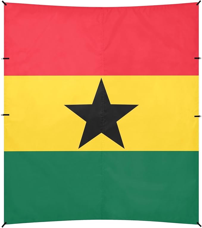 Ghana Flag Ghanaian National Foldable Beach Tent UPF50+ Protection Easy Setup Large Sun Shelter with Sandbags &amp Sand Shovel for Camping Trips Fishing Backyard Fun or Picnics
